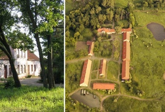 DWOR, Stodoły, obory do adaptacii. Park, Woda.