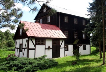 Młyn murowano-drewniany na skraju kompleksu leśneg