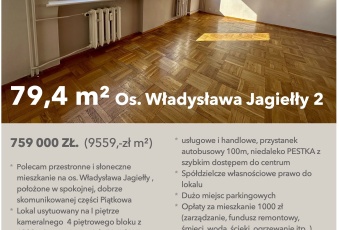 Mieszkanie na sprzedaż, Poznań wielkopolskie - oferta 832408 4 jasne pokoje, świetny układ, I piętro, XL loggia