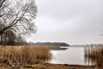 Działka k Mrągowa, nad jeziorem, widok, pomost