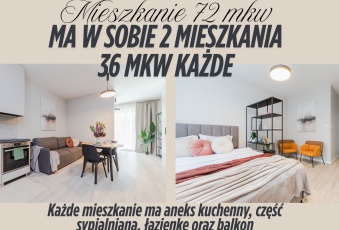 Mieszkanie 2 w 1 - 2 mieszkania -36 mkw każde
