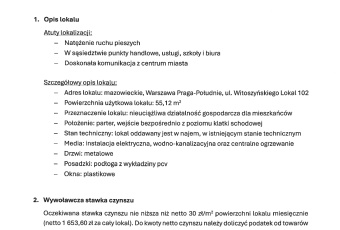 Przetarg na najem lokalu użytkowego