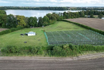Działka z WZ, linią brzegową jeziora i winnicą 