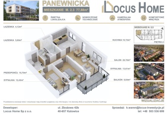 Nowoczesne 3-pokojowe mieszkanie z balkonem M 2.3