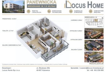 Nowoczesne 3-pokojowe mieszkanie z balkonem M 1.9