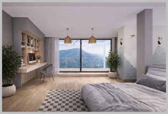 Nowe mieszkanie dwupoziomowe z widokiem na góry.