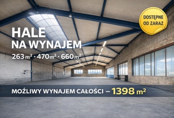 Wynajmę hale 263-1398m² Mrągowo 21zł/m² 