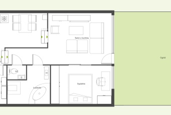 Przestronne mieszkanie z ogródkiem