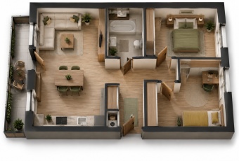 Ostatnie Takie Mieszkanie 3 pokoje 61,87m2, balkon