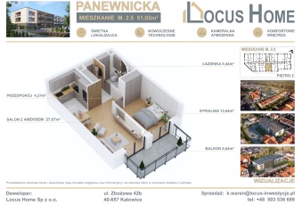 Nowoczesne 2-pokojowe mieszkanie z balkonem M 2.5