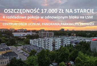 BEZ PROWIZJI 4 pokoje, OBOK UCZELNI, WIDOK,PARKING