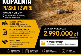 Sprzedam lub podejmę współpracę- kopalnia żwiru 