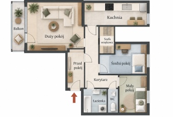 Wrocław, Gądów Mały, 67,1 m² | 3 pokoje z balkonem